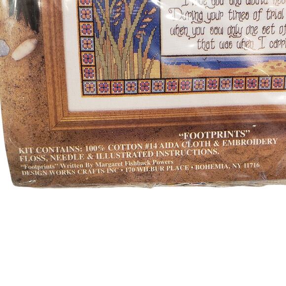 Design Works Footprints Poem Counted Cross Stitch Kit 14 Count Aida Cloth NEW - Picture 5 of 7